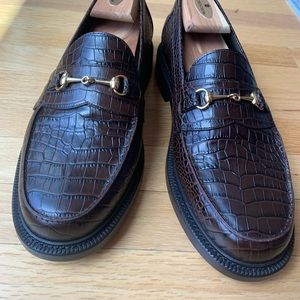 Crocodile Leather Horse bit Loafers by Blackstock & Weber. Worn once inside.